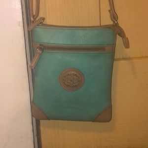 Crossbody bag faux leather Le Chateau aqua
